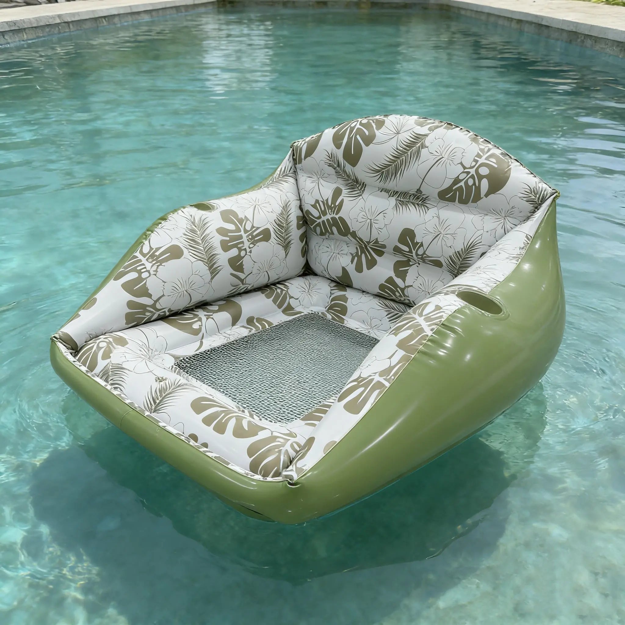 Adult Large Tropical Inflatable Water Sofa with Cup Holder