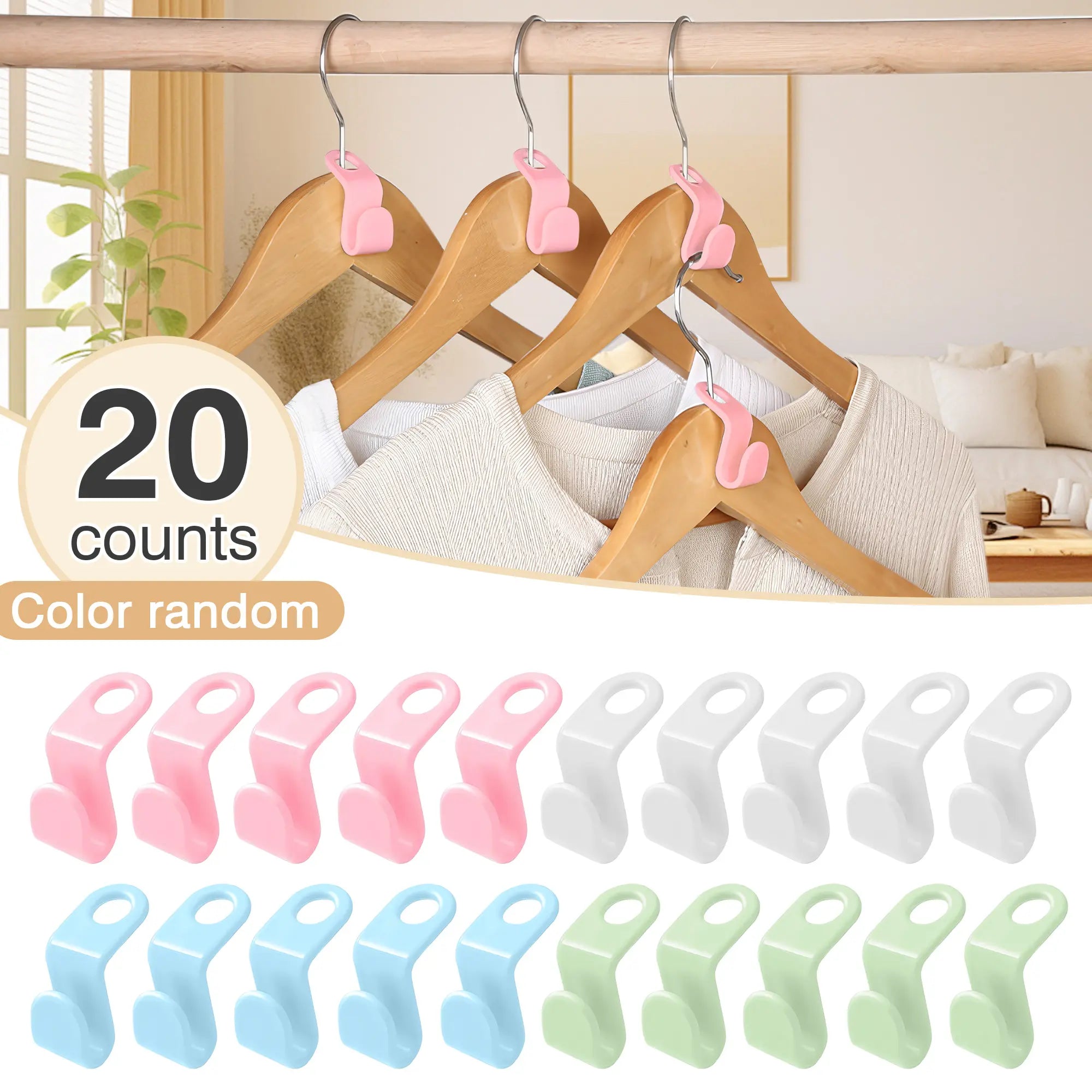 20-Count Space-Saving Hanger Connector Hooks