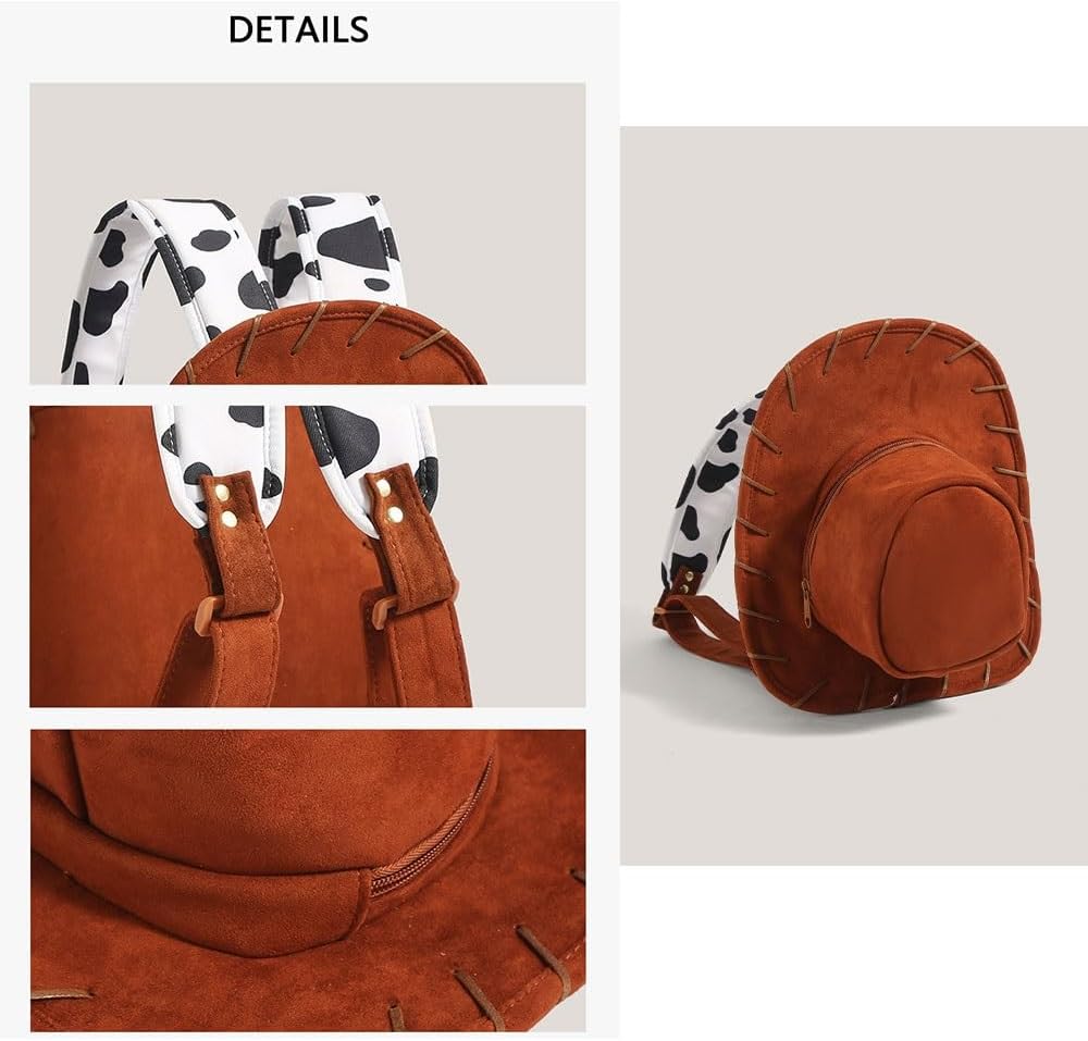 Cowboy Hat Backpack，Cosplay Toy Costume Backpacks with Adjustable Length Shoulder Strap,Bag for Birthday Party Gift(Brown)