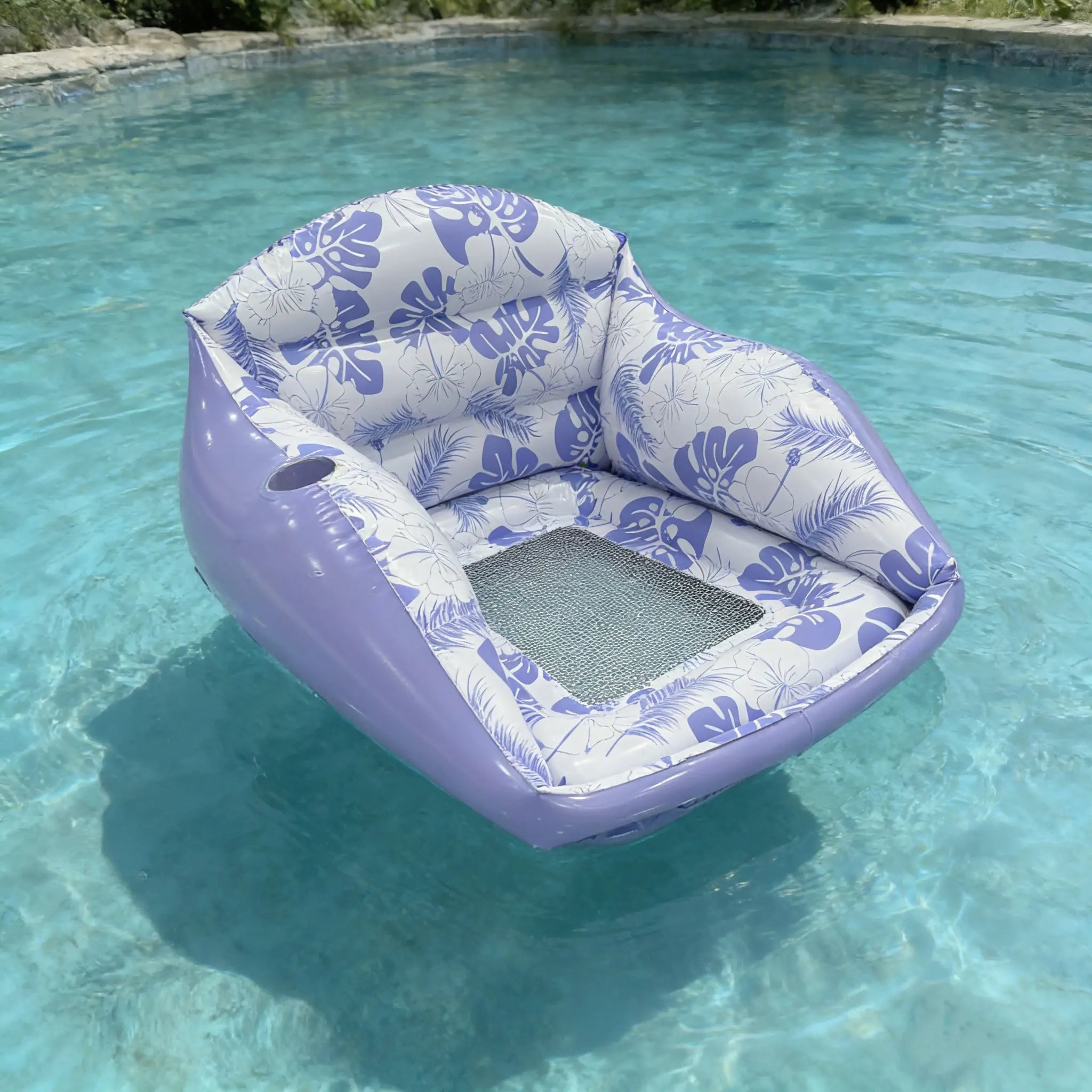 Adult Large Tropical Inflatable Water Sofa with Cup Holder