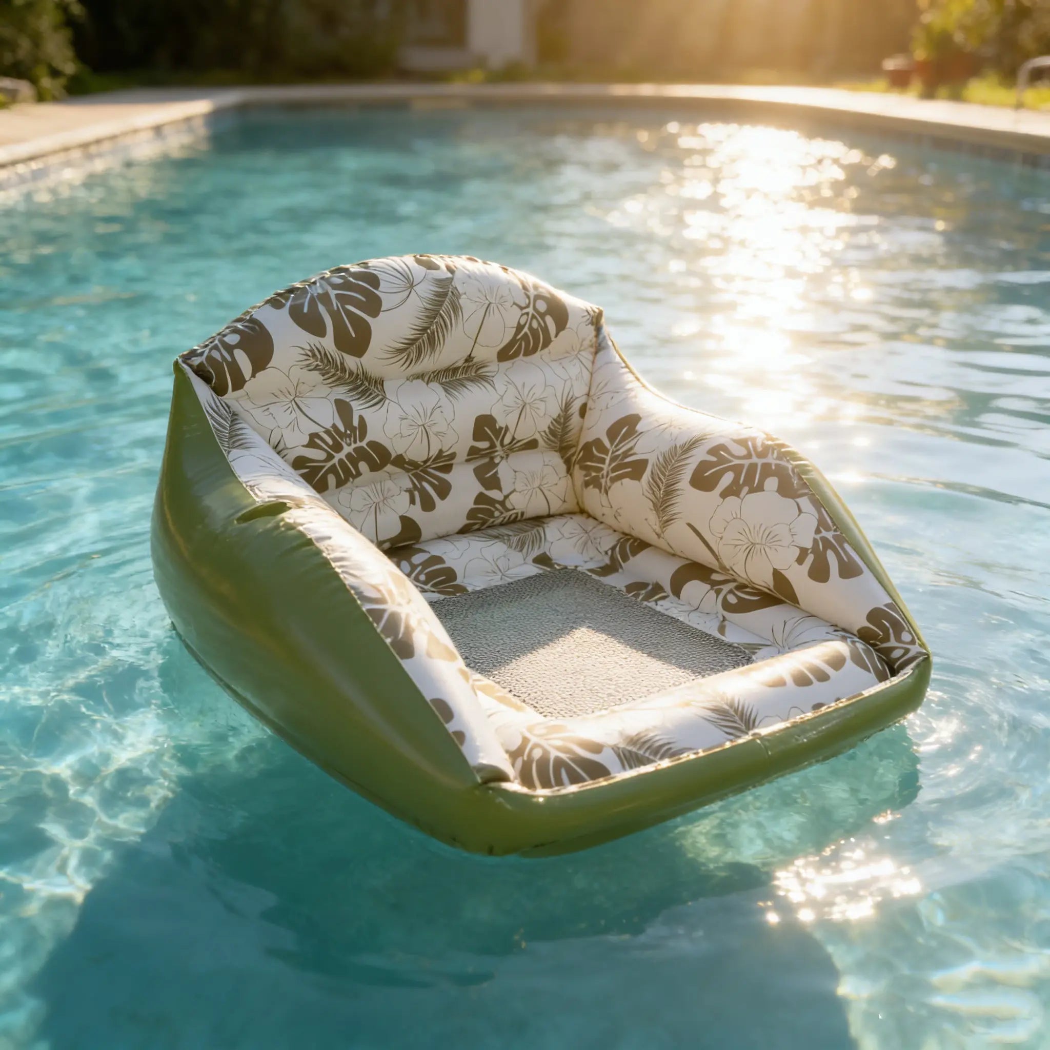 Adult Large Tropical Inflatable Water Sofa with Cup Holder